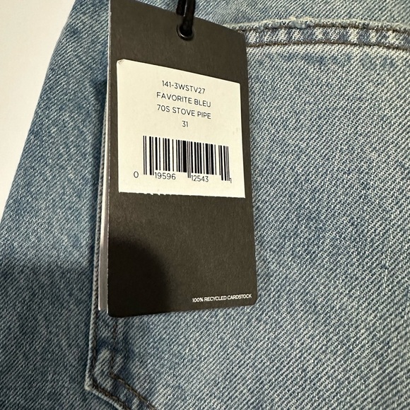 RE/DONE 70s Stove Pipe Jeans Favorite Bleu Sz31 - Picture 5 of 5